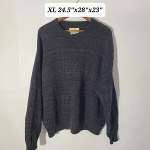 Eddie Bauer Wool Knit Gray/Purple/Blue Men's XL Sweater Made in USA
